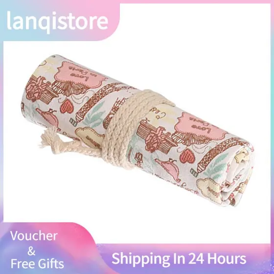 Lanqistore Semme Pencil Roll Holder 36 Slots Fonte de arte portátil para meninos e meninas