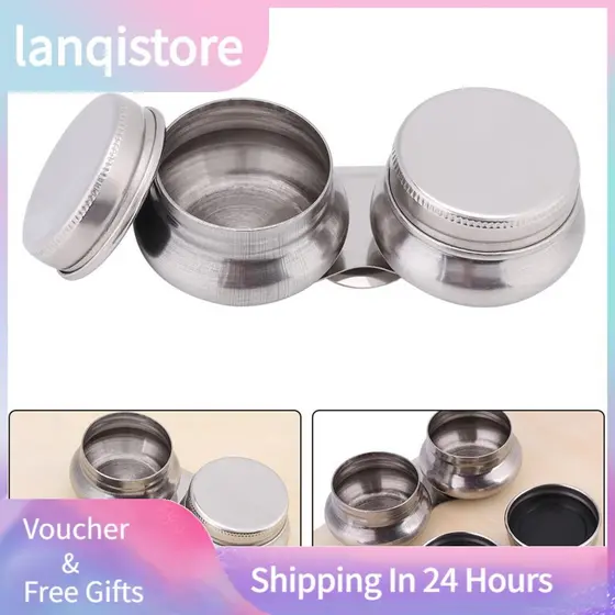 Lanqistore Copo de paleta dupla de aço inoxidável, dipper de boca grande com tampa e clipe, recipiente de óleo para