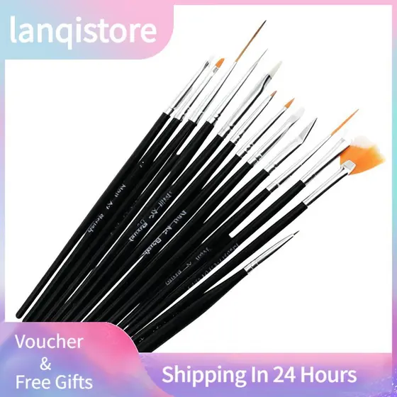 Lanqistore Conjunto de pincéis para arte em unhas OPPWONG 15 unidades Caneta antiderrapante estilo ferramentas de