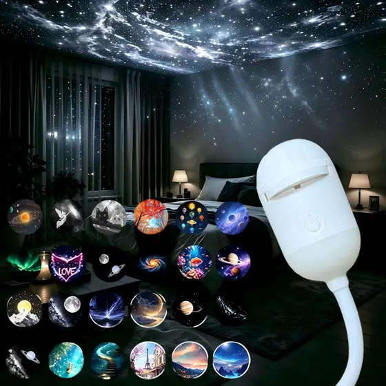 Mini Galaxy Projetor de Luz Romântico, 6/12/24 Padrões, para quarto de casal, para quarto de dormir