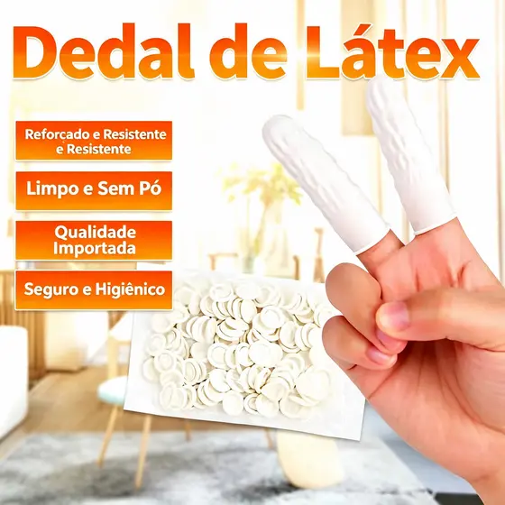 Dedeira de Látex Descartável, 50/200 Unidades, Branca/Preta, Proteção Dedos para Manicure, Cozinha e Saúde