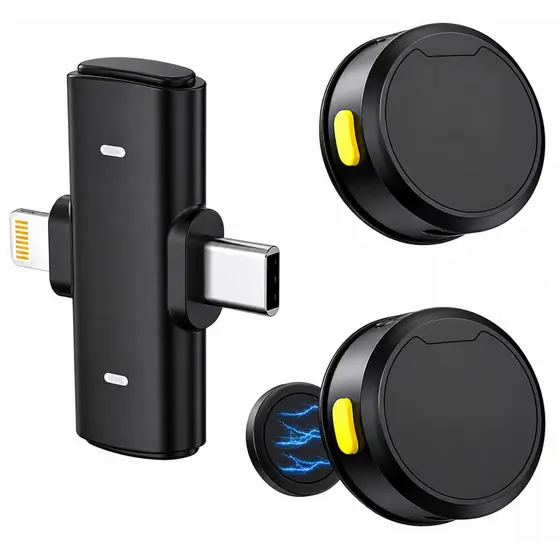 Microfone Lapela Redondo Sem Fio Duplo ONEX Profissional Por
