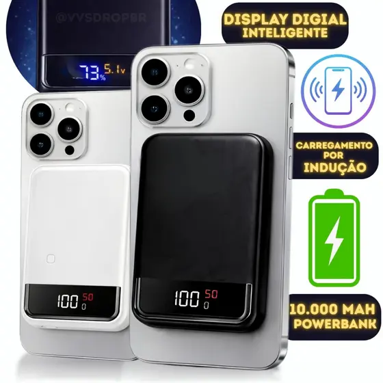 Power Bank Indução Magnético 10000mAh/ Magsafe Kaidi KD-998