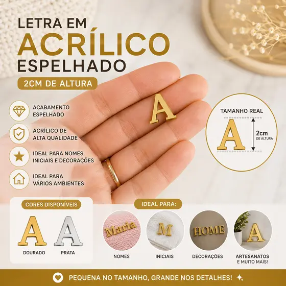Letra em Acrilico Espelhado - 2cm