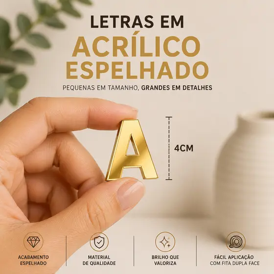 Letra em Acrilico Espelhado - 4cm