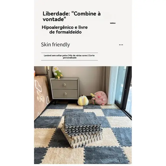 Conjunto de 10 peças de tapete de pelúcia para quarto, cobertura total, tapete de espuma emendado, personalizável SDNY