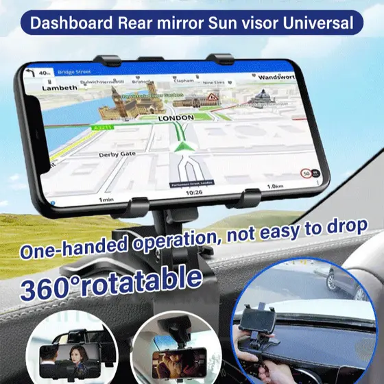 [Design Compacto] [Multifuncional] Suporte de Celular para Carro/Rotativo/360°/Base Estável