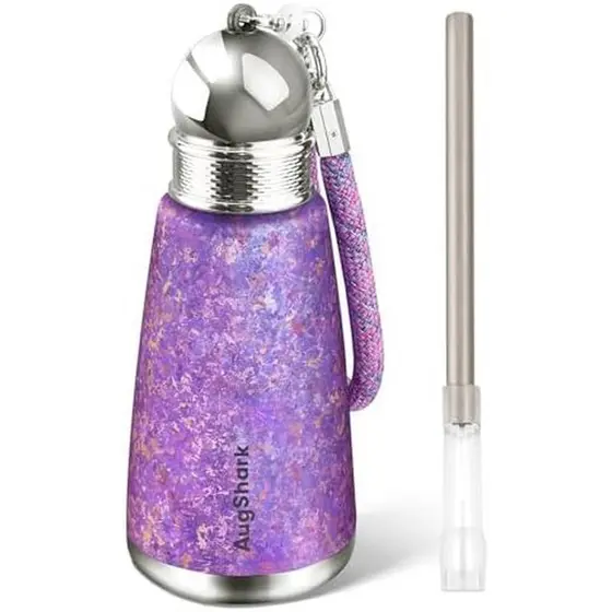 Garrafa De Água De Titânio Puro , Copo De Caneca De Café De Viagem Isolado Azul Fosco De 10 Onças Com Infusor Embutido &