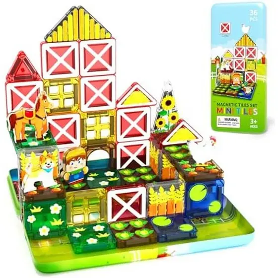 ORZbb Mini Ladrilhos Magnéticos Estrada Com Estojo Brinquedos De Viagem Para Crianças Conjunto Essencial , Blocos De Con