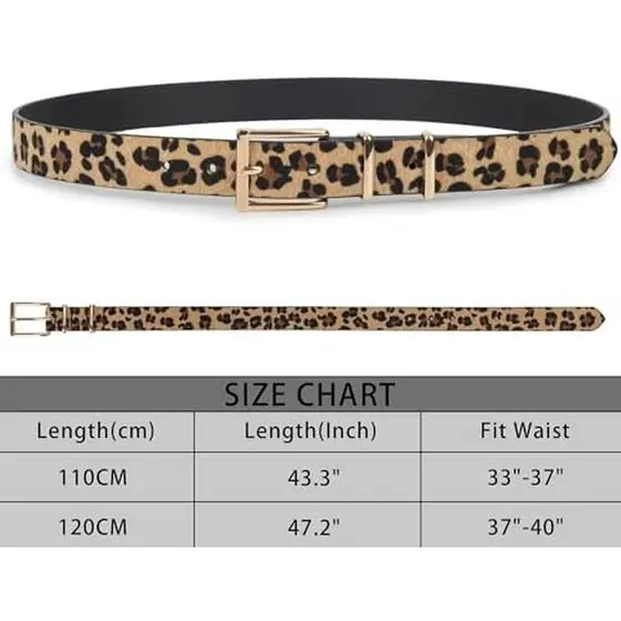 WAYLIT Cintos Com Estampa De Leopardo Para Mulheres Cinto De Cabelo De Cavalo Artificial Vestido Jeans