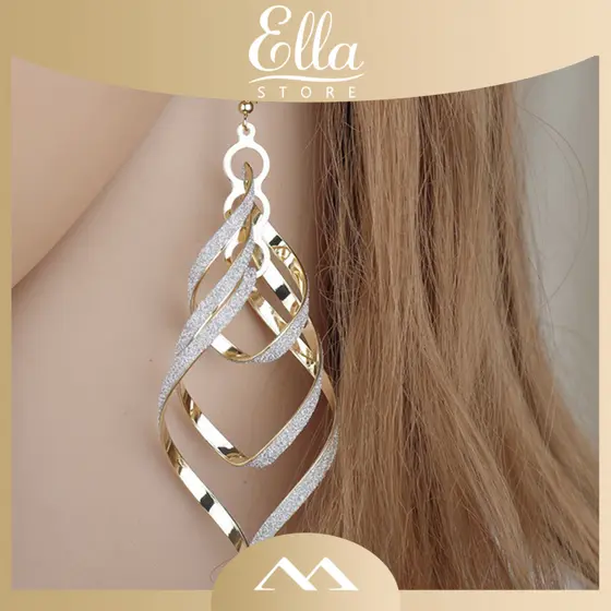 [ELLA] Brincos Lantejoulas Pingentes De Orelha Da Moda De Metal Adequados Para A Pele Namorar