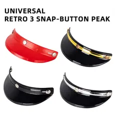 Carworld-BR HXBER Capacete Peak Shield 3 Snap-Button Viseira Flip Up Vento Rosto Aberto 3/4 Retro Motocicleta Sol