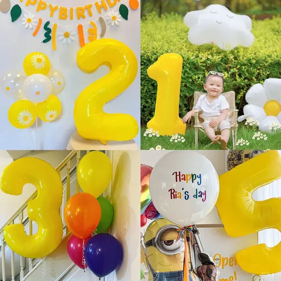 Balão Número Amarelo De 40 Polegadas 0-9 Letras De Filme De Alumínio Aniversário Decoração De Festa De Ca