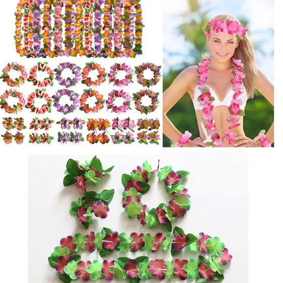 ALOHA Tropical Havaiano Tema Festa Na Praia Colorido Bonito Pop Grinalda Pétalas Colares Tiaras Pulseiras Festivas Verão