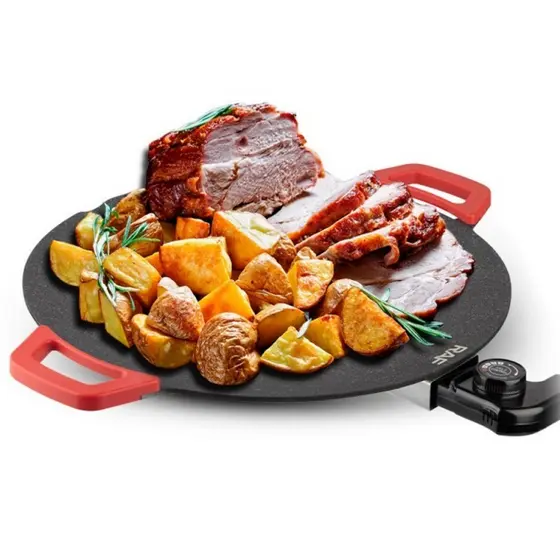 Disco Elétrico RAF 1800W Chapa Grill Antiaderente Multifunção R.530 Panela Elétrica Redonda para Carnes Hambúrguer