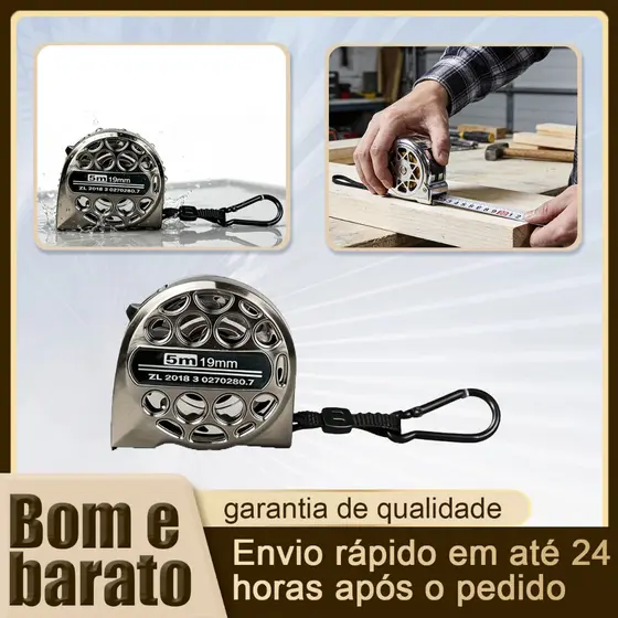 Fita métrica de aço inoxidável lavável e resistente a quedas de 5m 7.5m 10m trena
