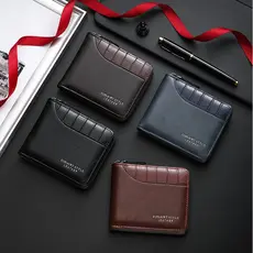 Carteira Masculina Curta para o Dia dos Pais, Porta-Moedas com Zíper de Grande Capacidade, Porta-Cartões de Crédito com