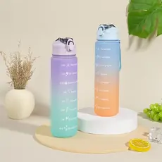 Garrafa Motivacional 900ml Com Canudo Portátil Para Academia E Esportes