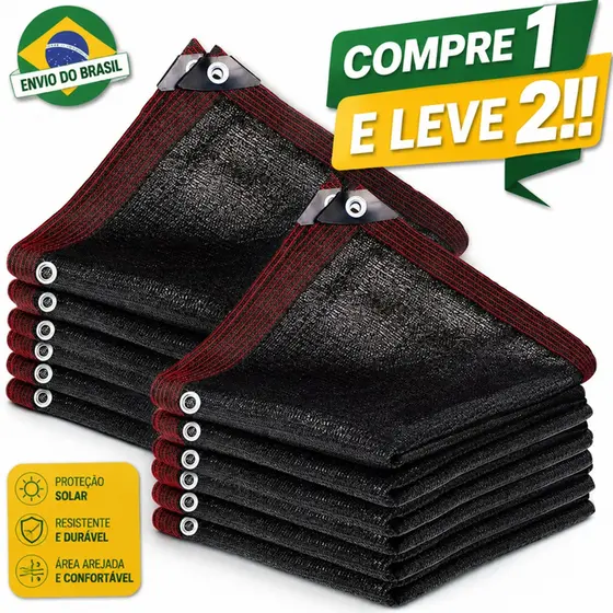 〔Compre 1 e Leve 2〕Malha de Sombra Tela Sombrite Preta | Pergolado Horta Varanda Garagem Proteção UV