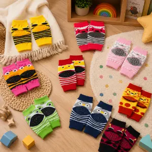 Kit 3 Pares De Joelheira Infantil Antiderrapante Engatinhar Proteção Bebê