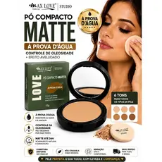Pó Compacto Matte Max Love Studio À Prova D’Água Controle de Oleosidade Longa Duração 10g