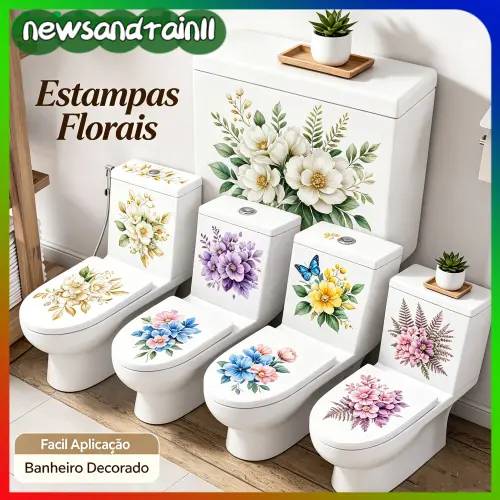 NN Toalete Stier Flor Borboleta Banheiro Auto-Adesivo Pintura À Prova Dwaterproof Água Capa De Parede Do BR