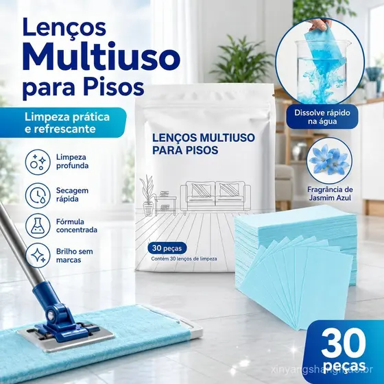 Kit 30 Pastilhas Limpadoras de Piso Multiuso Dissolúveis para Madeira Cerâmica e Vidro