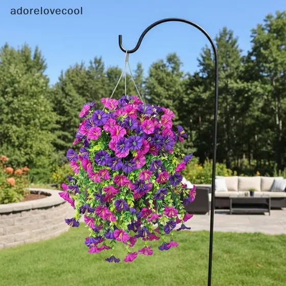 Flor Artificial Suspensa Glória da Manhã Resistente UV, Decoração Para Casa Jardim Varanda Casamento