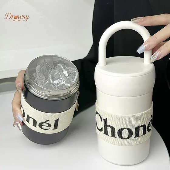 Drowsy 1 Pçs Garrafas Térmicas De Aço Inoxidável 420ml Garrafa Isolada A Vácuo Para Café Quente E Frio Bebida Água Térmi