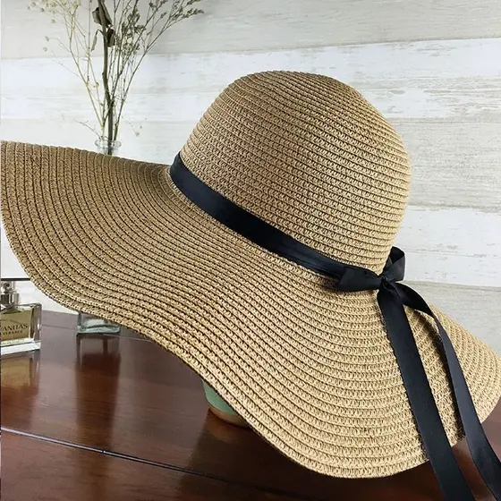 Chapéu feminino verão praia chapéu beira-mar férias chapéu arco fita de sol feminino protetor solar de pal