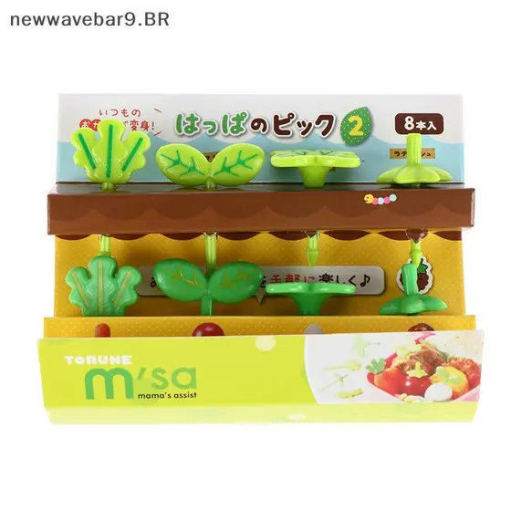 NWBR 8 Peças Garfo De Frutas Folhas De Dente Decoração De Plástico Lancheira Bento Acessórios Gelatina