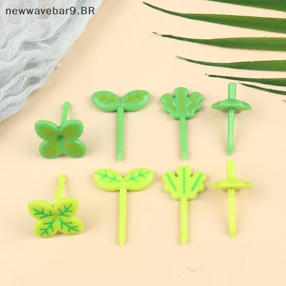 NWBR 8 Peças Garfo De Frutas Com Folhas De Dente Lancheira Bento Salada Pequeno Bolo Para Crianças Gelatina