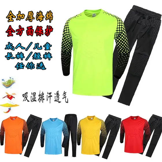 Adulto crianças futebol goleiro uniforme terno engrossado goleiro uniforme goleiro Shorts longos camisa dragão portão ca
