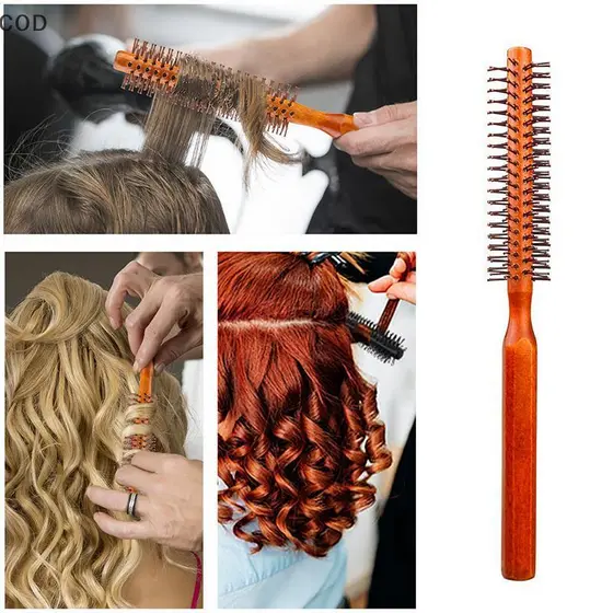 [lxfb] Pente De Cabelo Encaracolado De Madeira Com Cerdas De Javali Natural Escova De Rolamento Redonda Soprando Encarac