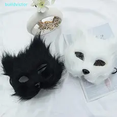 1PC Halloween Cosplay Festa Traje DIY Acessórios Pele Do Falso Máscara De Raposa Peludo Meia Face Simulado Animal Gato