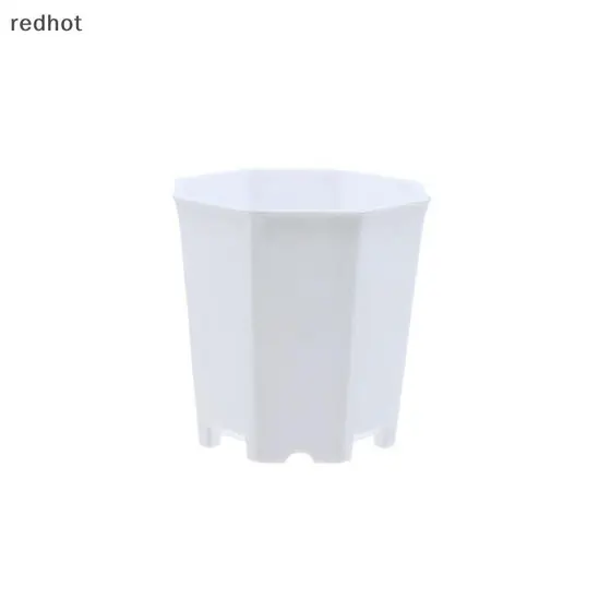 10 Pçs Simples Octogonal Vaso De Flores Plástico Branco Sólido Pequeno Mudas Desktop Respirável Pote Decoração