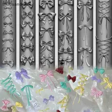 1 Pçs Arco De Silicone Molde Da Arte Do Prego Estilo Bowknot Alta Transparente 3D Modelo Charme DIY Manicure Estêncil Fe
