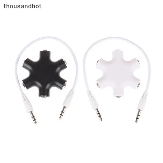 6 * 3.5mm Way Multi Port Hub Aux Headphone ja Splitter Conversor De Cabo De Áudio