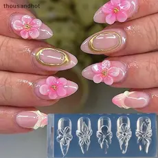 Molde De Unha De Flor De Hibisco 3D De Silicone Para Arte Em Resina Ferramenta Flexível DIY Designs De Unhas Da Moda Cas