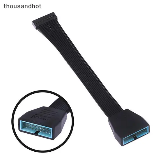 Pequeno Mini USB 3.0 19/20 Pinos Extensão Interna Cabeçalho Adaptador Cabo Bla De Fio Plano Para Placa-Mãe 5.9 Polegada/