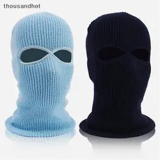 Boné De Malha De Inverno Quente Macio 2 Furos Rosto Inteiro Chapéu De Esqui Capuz Balaclava Exército