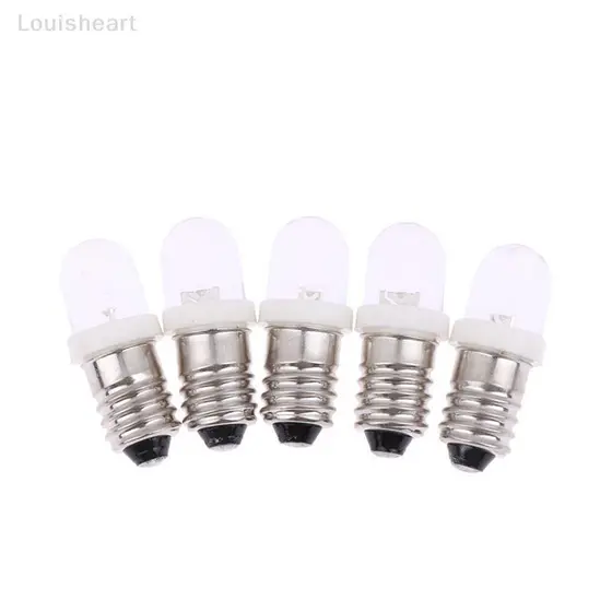 < Louish > 5 Pçs LED E10 DC3V 5V 6V 12V 24V Parafuso Lâmpada De Sinal De Aviso E10 Indicador De Instrumentação Branco Lu