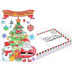 Whaline Pacote com 50 Cartões Postais de Natal em Branco para Colorir, Personalize sua Carta para o Papai Noel, Cartões