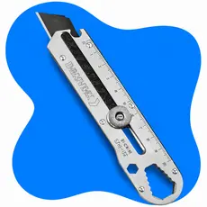 Estilete Multifuncional Aço Inox Retrátil com Régua Chave de Boca Abridor de Garrafas Profissional