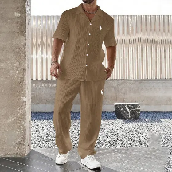 Conjunto Masculino de Verão 2026: Camiseta de Manga Curta Fresca e Secagem Rápida, Moda Casual Versátil em Duas Peças