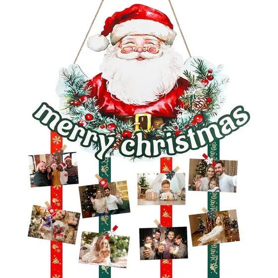 Suporte de Cartões de Natal para Exibição na Parede, Decoração de Natal com Papai Noel, Suporte para Fotos e Cartões, Pl