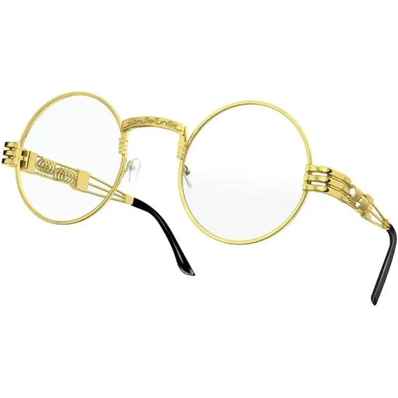 Óculos Redondos Retrô Steampunk para Homens e Mulheres, Estilo Gótico, Lentes Transparentes Vintage, Óculos Estilo Hippi