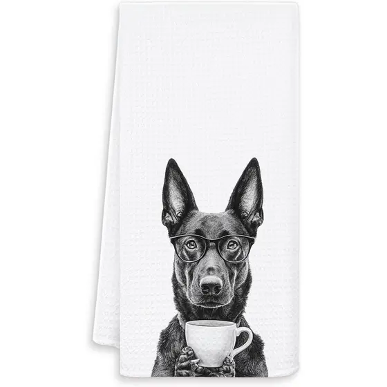 Toalhas de Cozinha Divertidas com Estampa de Pastor Belga Malinois, Presentes de Pastor Belga Malinois, Toalhas de Mão p
