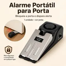 Alarme de Porta Portátil Tipo Cunha 120dB Antifurto Segurança Residencial com Sirene