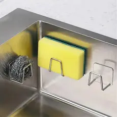 Kit com 4/6 Suportes Adesivos de Inox Multiuso para Esponjas e Utensílios – Prata